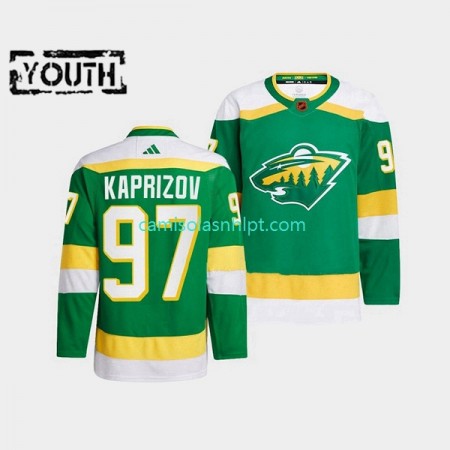 Camiseta Minnesota Wild Kirill Kaprizov 97 Adidas 2022-2023 Reverse Retro Verde Authentic - Criança